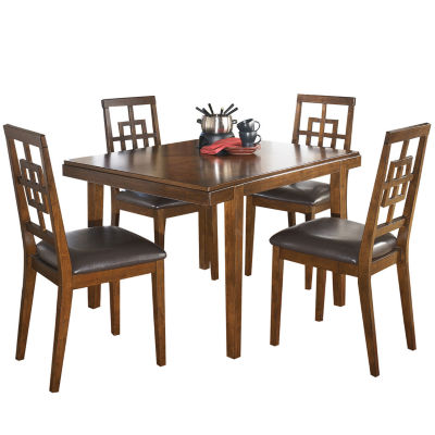 Ashley Ashland 5 Pc Dining Set, Hazelteen Square Dining Room Set Table And 4 Chairs Medium Brown