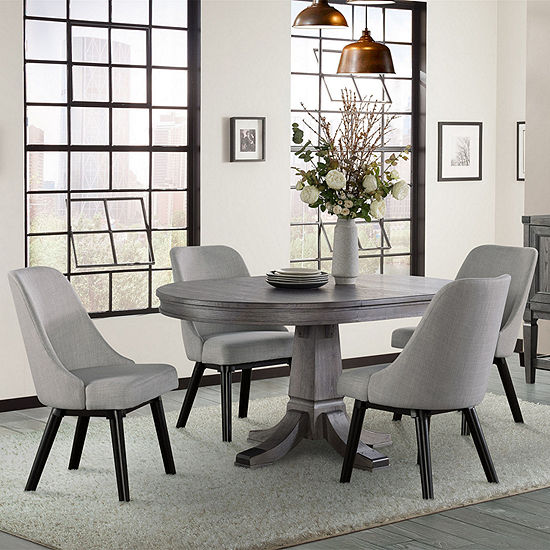 Foundry Round Table 5 Piece Dining Set With Upholstered Chairs