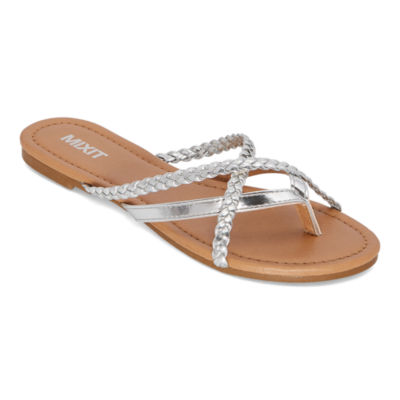 silver flip flops cheap