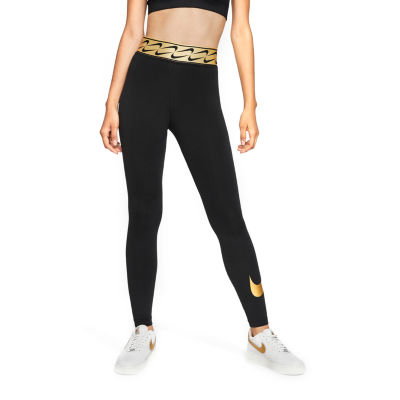women's black and gold nike leggings
