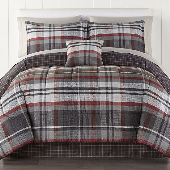 home expressions russell plaid complete bedding set with