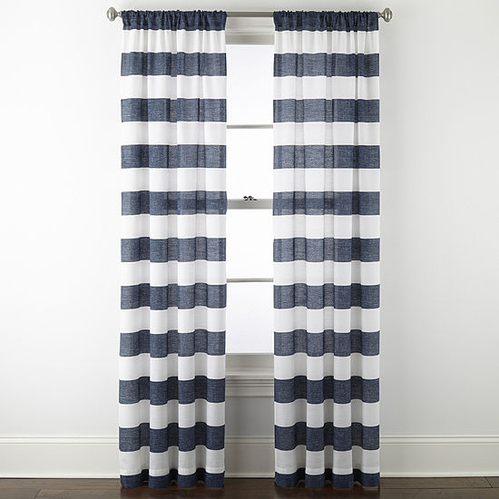 Home Expressions Kendra Navy Stripe, Navy Stripe Curtains