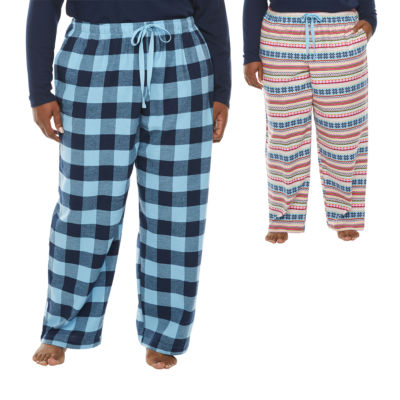 Sleep Chic Womens Plus 2 Pack Pajama Flannel Pants