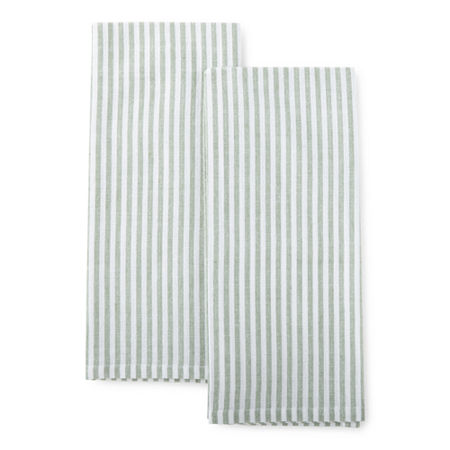 Farmer's Market Sage Stripe 2-pc. Kitchen Towel Set, One Size , Green
