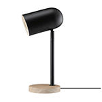 Novogratz 15" Black Finish With Faux Wood Base Iron Table Lamp