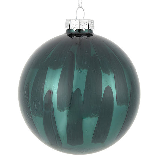 North Pole Trading Co. Dark Ocean 100MM Glass Shiny Ball Christmas Ornament