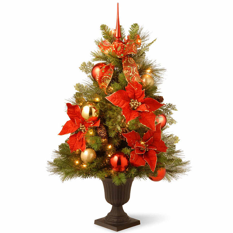 National Tree Company 36" Decorative Home For the Holidays Entrance Tree with 50 Clear Lights