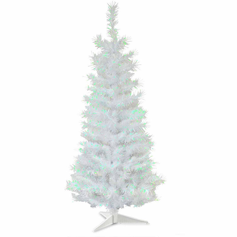 National Tree Company 3' White Iridescent Tinsel Tree With Plastic Stand