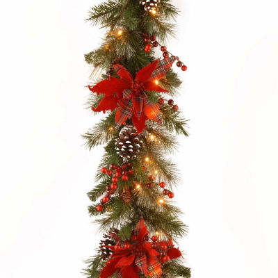 National Tree Co Tartan Plaid Indoor Outdoor Christmas Garland