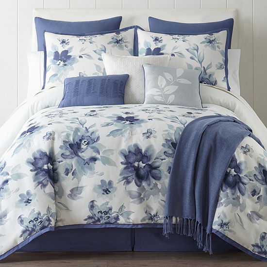 Home Expressions Claire 10-pc. Floral Comforter Set, Color: Blue - JCPenney