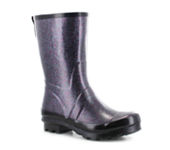 New Western Chief Womens Razzle Dazzle Waterproof Flat Heel Pull-on Mid Rain Boots, Size 8 Medium, Black