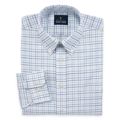 stafford mens wrinkle free oxford button down collar regular fit dress shirt