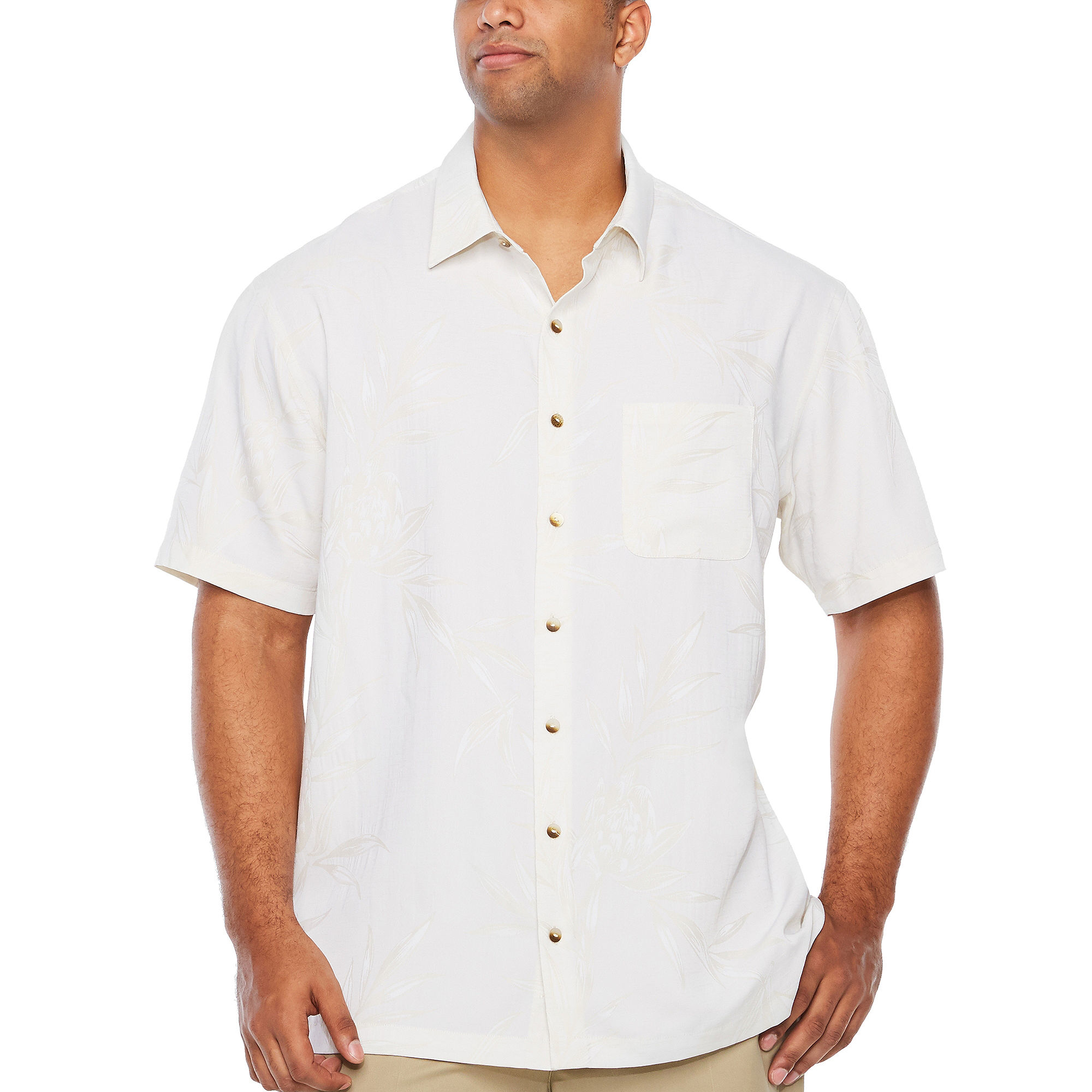 UPC 767672360152 product image for Van Heusen Air Jaquard Print Short Sleeve Button-Front Shirt-Big and Tall | upcitemdb.com