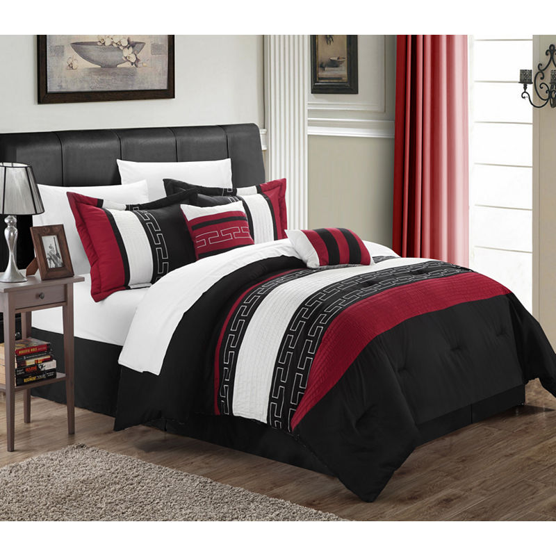 Chic Home Carlton 10-Pc. Complete Bedding Set With Sheets, King, Black