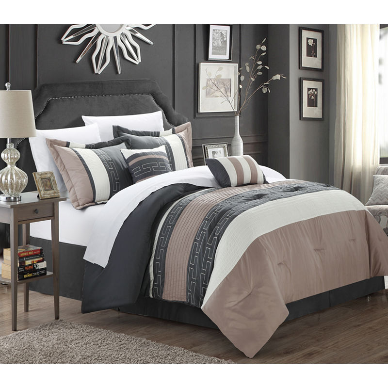 Chic Home Carlton 10-Pc. Complete Bedding Set With Sheets, King, Gray