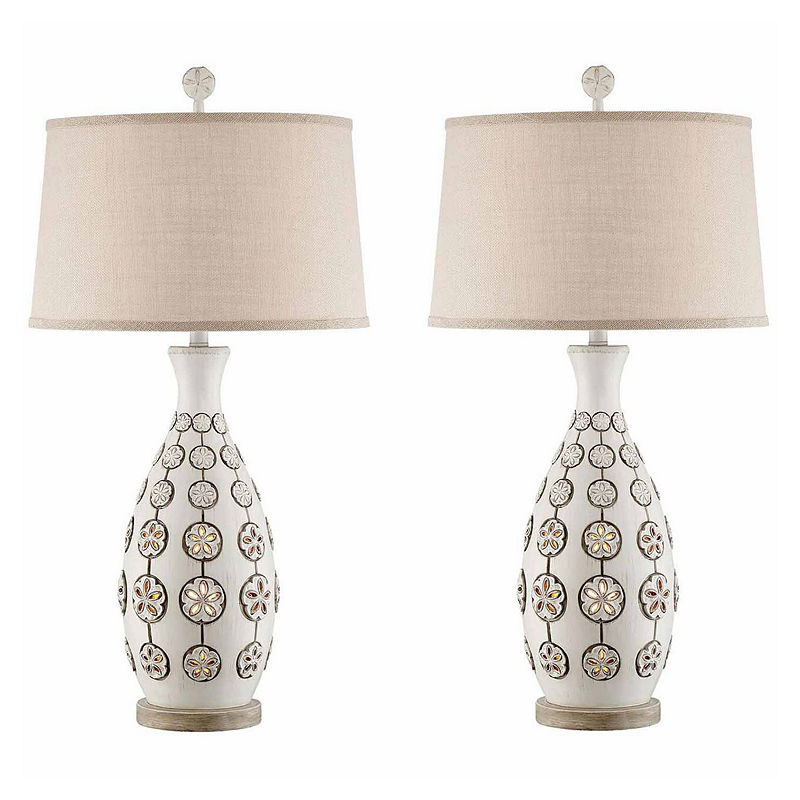 Seahaven Sandollar Table Lamp Set, White