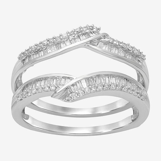 Womens 1/2 CT. T.W. Genuine White Diamond 14K White Gold Ring Guard