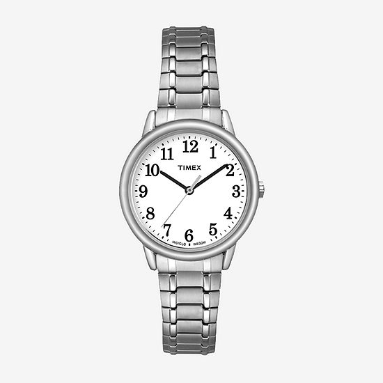 Timex® Womens Silver-Tone and White Bracelet Watch