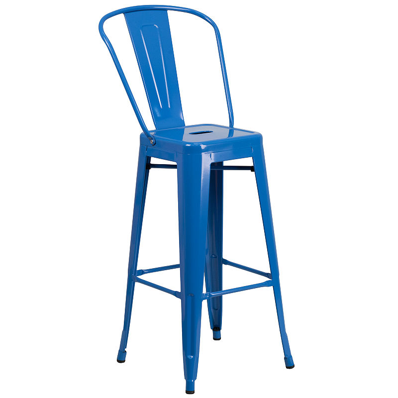 Flash Furniture 30" High Metal Indoor-Outdoor Barstool with Back, Multiple Colors