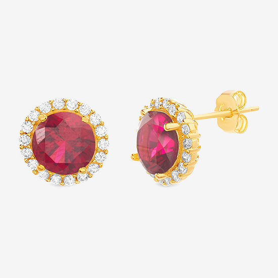 Silver Treasures Ruby 14K Gold Over Silver 11.2mm Stud Earrings