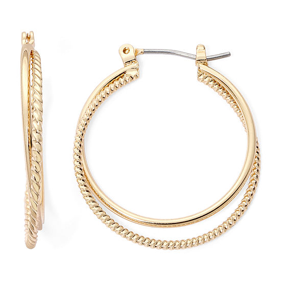 Monet® Gold-Tone 2-Row Hoop Earrings