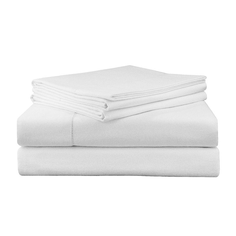 Pointehaven Superior Weight Flannel Sheet Set, Queen, White
