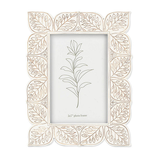 New View 5x7 Wht Resin Frame Leaf Detail 1-Opening Tabletop Frame