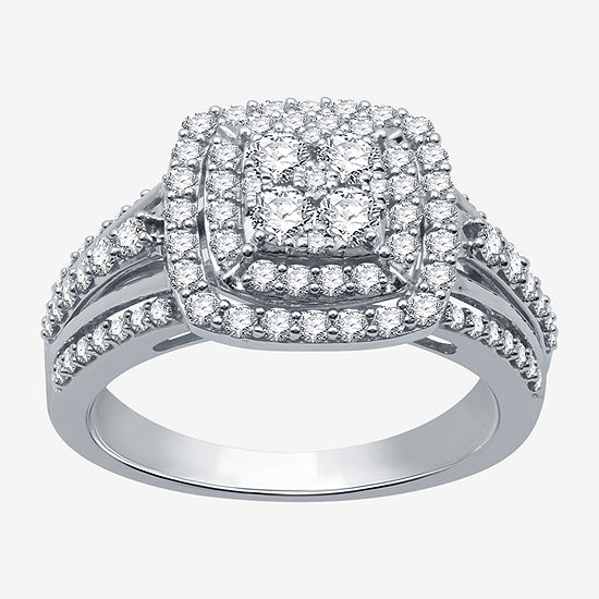 Womens 1 CT. T.W. Genuine White Diamond 10K White Gold Engagement Ring