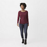 Rise & Wine: St. John’s Bay Long-Sleeve Tee, Jeans & Lace-Up Boots
