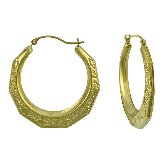 14K Gold Large Greek Key Hoop Earrings - JCPenney
