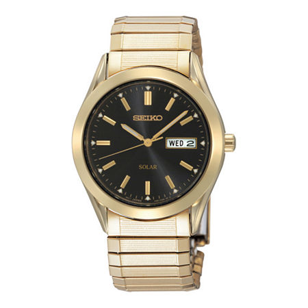 Seiko Solar Mens Gold-tone Stainless Steel Watch | Eaxo