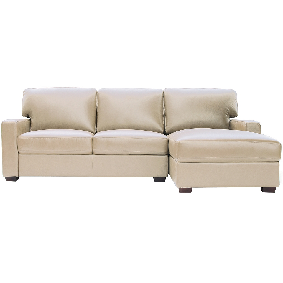 Leather Possibilities Track Arm Sofa/Chaise Sectional, Bone