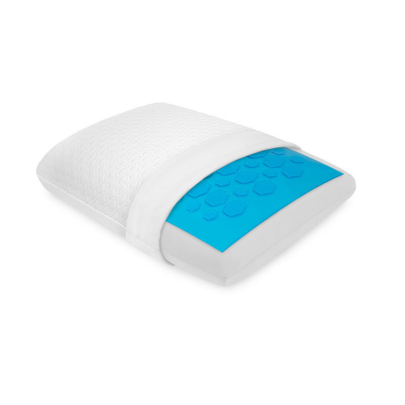 Sensorpedic Gel-Overlay Comfort Memory Foam Gel Medium Density Pillow, Standard, White