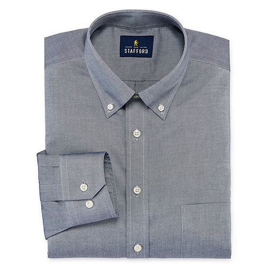 Stafford Executive Non-Iron Cotton Oxford Mens Button Down Collar Long Sleeve Stretch Dress Shirt