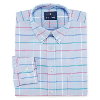 stafford travel wrinkle free oxford long sleeve dress shirt