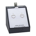 Sparkle Allure Cubic Zirconia Pure Silver Over Brass Heart Drop Earrings