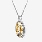 Libra Womens Cubic Zirconia Sterling Silver Pendant Necklace