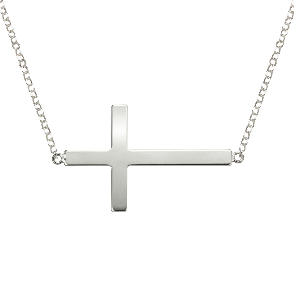 Sideways Cross Necklace Sterling Silver, Womens