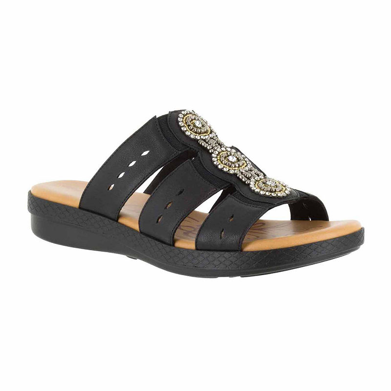 New Easy Street Nori Women's Slide Sandals, Black, 5 1/2 Medium ...