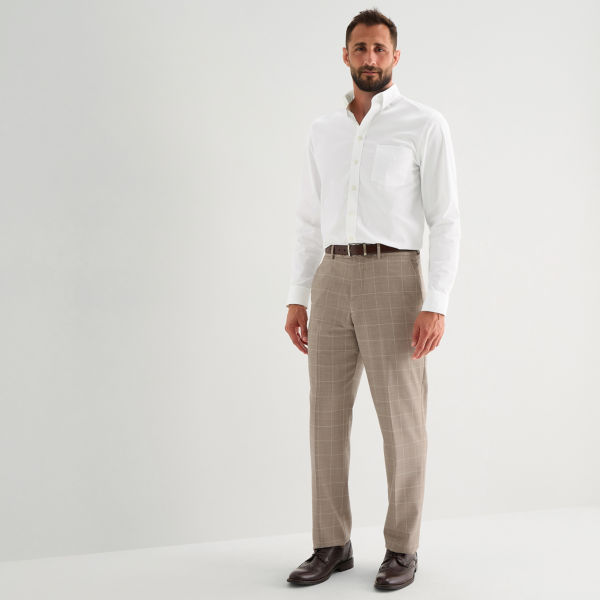 Stafford Coolmax All Season Ecomade Mens Classic Fit Windowpane Flat Front Suit Pant