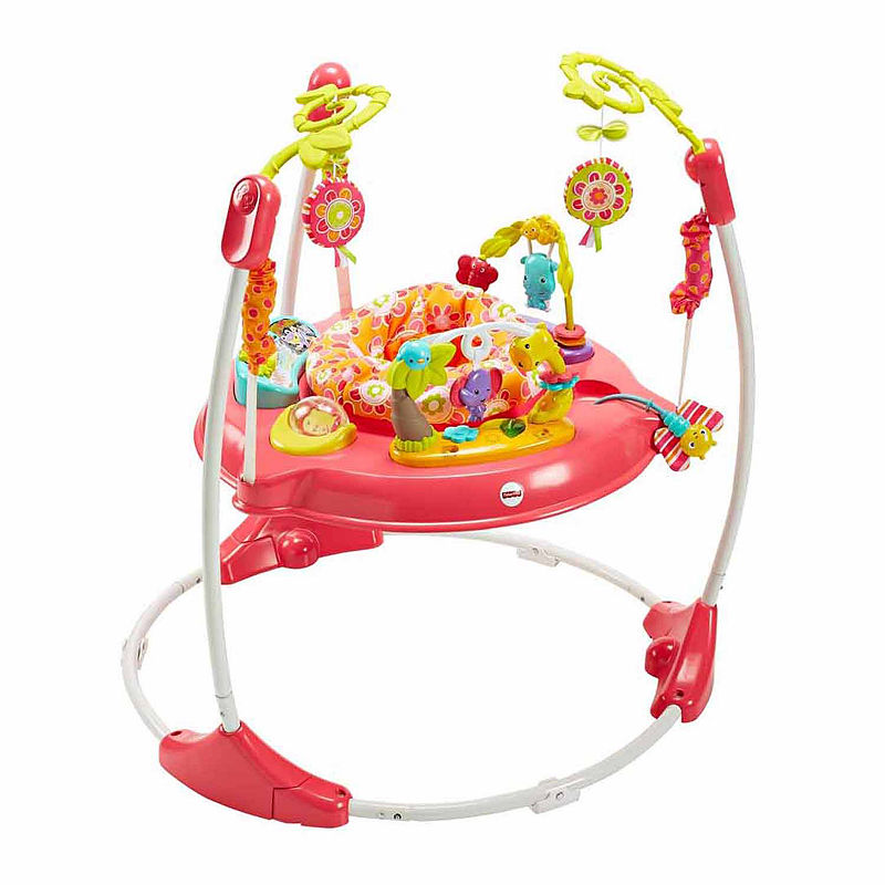 Fisher-Price Baby Bouncer Pink Petals Jumperoo Activity Center with Music and Lights