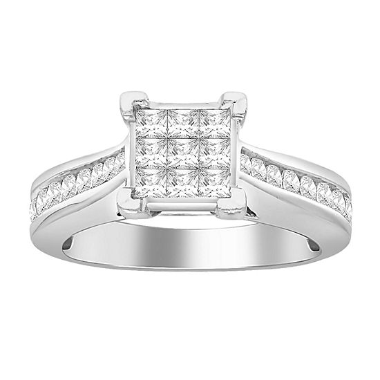 1 Ct T W Genuine Diamond Engagement Ring 10k White Gold Color
