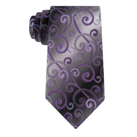 Van Heusen Shadow Swirly Vine Tie, One Size , Purple