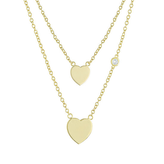 Sparkle Allure Mommy & Me 2-pc. Cubic Zirconia 18K Gold Over Brass Cable Heart Necklace Set