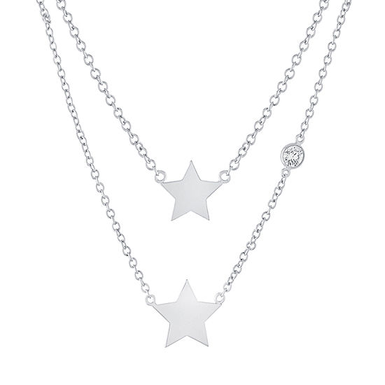 Sparkle Allure Mommy & Me 2-pc. Cubic Zirconia Pure Silver Over Brass Cable Star Necklace Set
