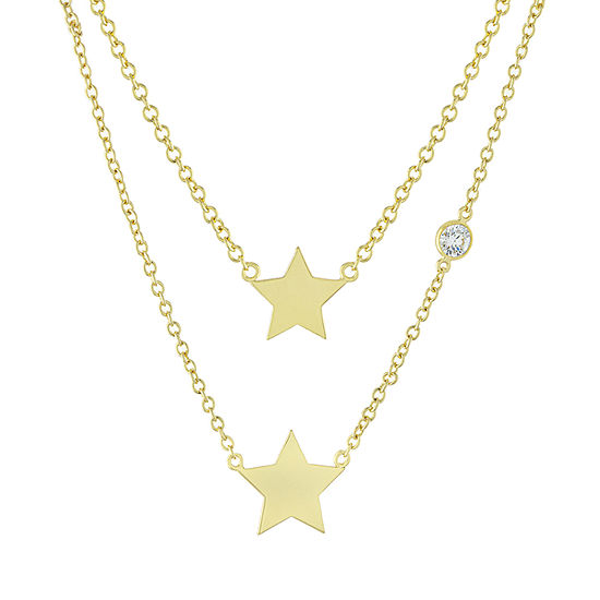 Sparkle Allure Mommy & Me 2-pc. Cubic Zirconia 18K Gold Over Brass Cable Star Necklace Set