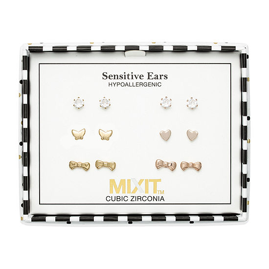 Mixit Gold & Rose Gold Tone Stud 6 Pair Earring Set