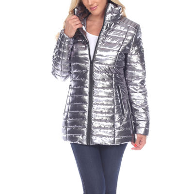 white mark hooded midweight puffer jacket