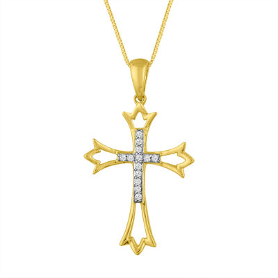 Women's Diamond Accent 10K Gold Cross Pendant Necklace JCPenney
