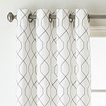 JCPenney Home Pasadena Embroidery Light-Filtering Grommet Top Single Curtain Panel